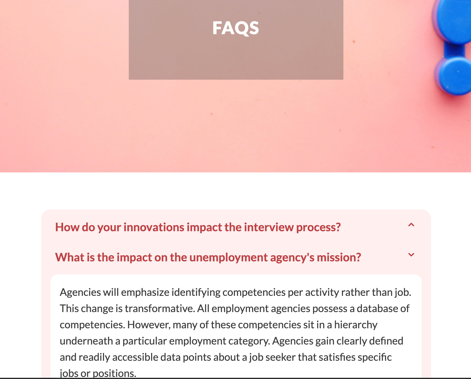 Restructuring Employment service page